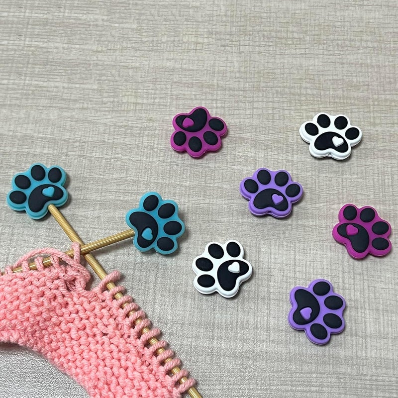 spansee 8 PCS Dog Paw Knitting Needle Stoppers, Knitting Needle Point Protectors, Knitting Needle Caps, Knitting Tools, Knitting Accessories, Knitting Supplies fit Size 2-13 (2.75mm-9mm) Needles - Image 2